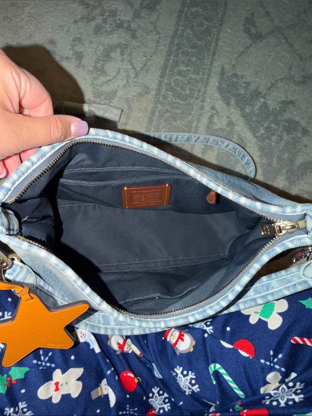 Coach LAUREL SHOULDER BAG IN LOVED DENIM WITH CHARMS - Picture 6 of 6